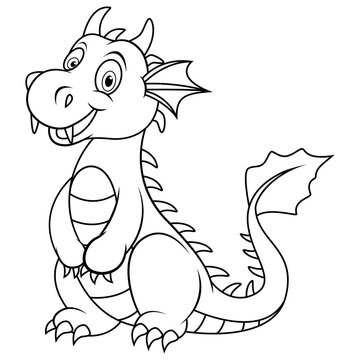 Dragon cartoon smile line art
