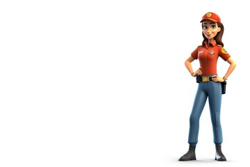 Naklejka premium Caucasian Woman Security Guard White Backdrop Isolated Smiling With Copyspace Generative AI