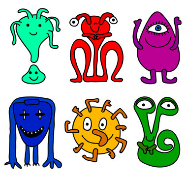 Illustration of 6 different monsters