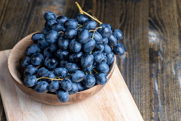 Blue grapes grown in a home vineyard