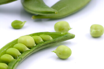 Cut green Sweet Peas with seeds