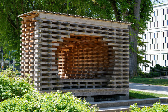 Modern Wooden Pavilion in Urban Park