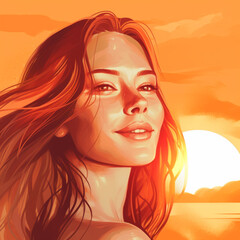 Woman With Sun Kissed Skin Illustration