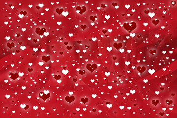 A red background with roses and hearts