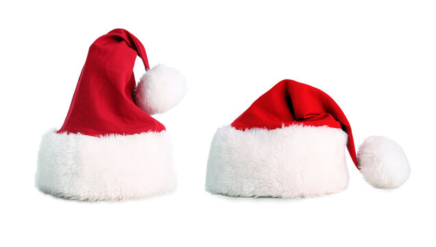 Two santa hat isolated with average clipping path