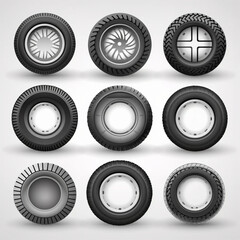 Tire Icons Vector Set illustration