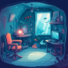 Underwater Room Illustration