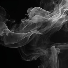 White Smokey Waves  On Black Background