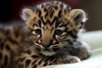 Fototapeta na wymiar Baby fat leopard. made with Generative AI