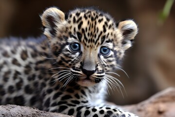 Naklejka na ściany i meble Baby fat leopard. made with Generative AI