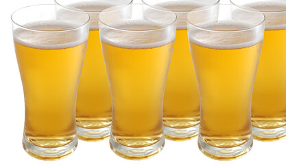 Glasses of beer isolated on white background