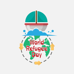 World Refugee Day with illustration of boat escapes around the world