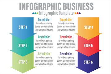 Arrow 6 Step or Six option Business data visualization. Abstract elements of graph, diagram with steps, options, parts or processes. business template for presentation