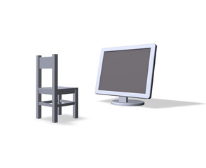 chair and a computer monitor