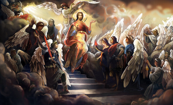 Jesus Christ with archangels and angels