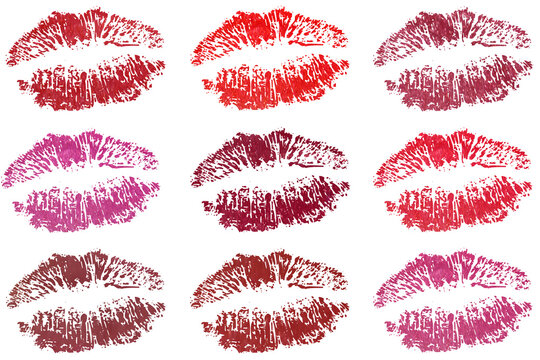 Nine fresh sensible desirable lips in different color