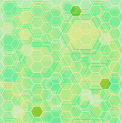 An abstract background based on hexagons in blue