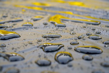 Water drops on a plastic foil item