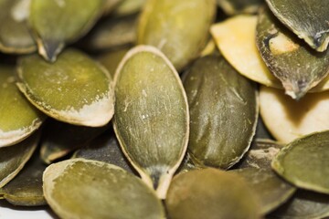 close shot (background) of pumpkin seeds