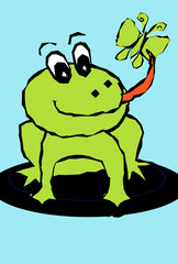 a photo  of   cartoon  Forg in nature