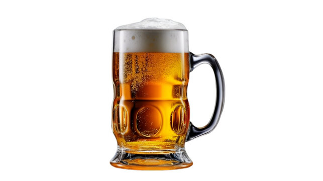 Mug of beer, Transparent image of a beer mug, Generated AI.