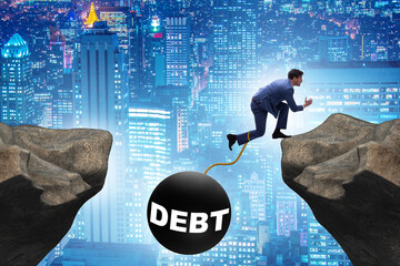 Debt and loan concept with businessman