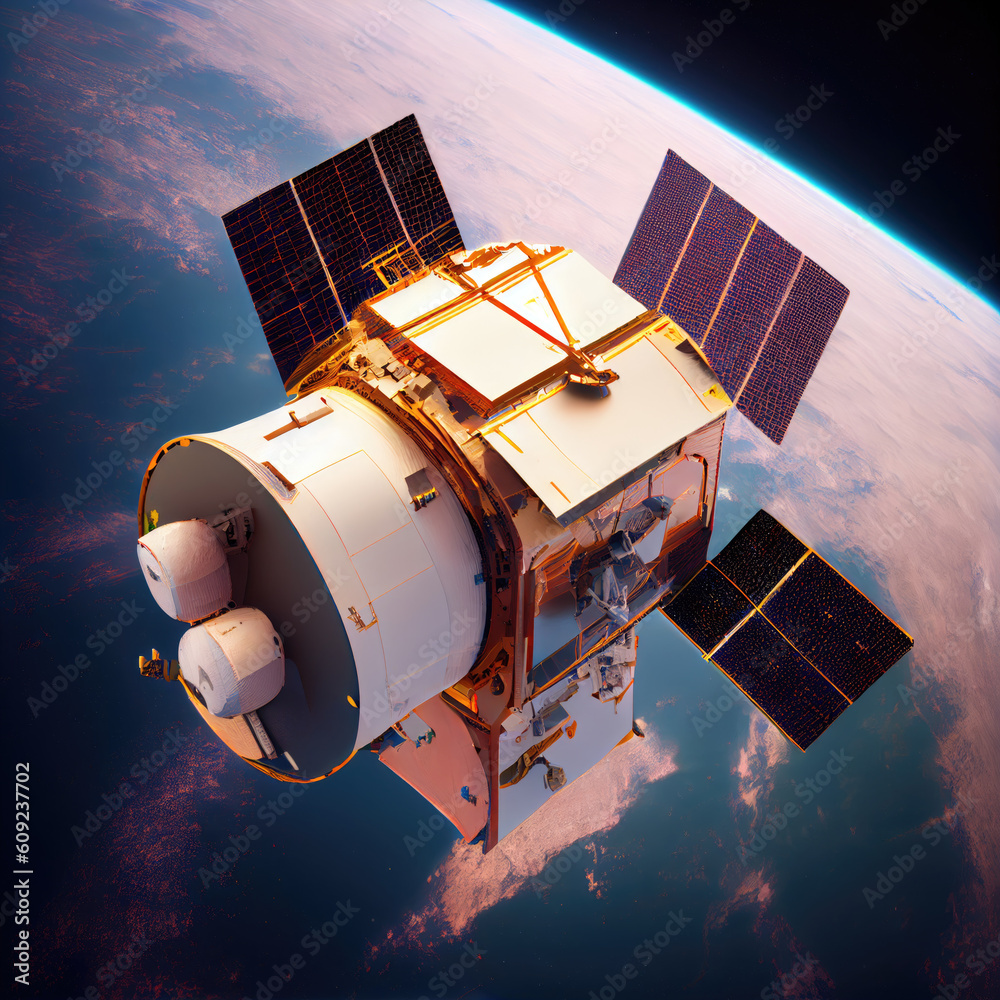 Canvas Prints old abandoned space satellite above the planet earth. generative ai.