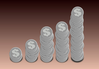 A stack of silver coins to make a graph