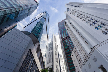Landscape of the Singapore financial district and business building, Singapore City - obrazy, fototapety, plakaty