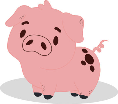 Illustration of cute pig animal vector
