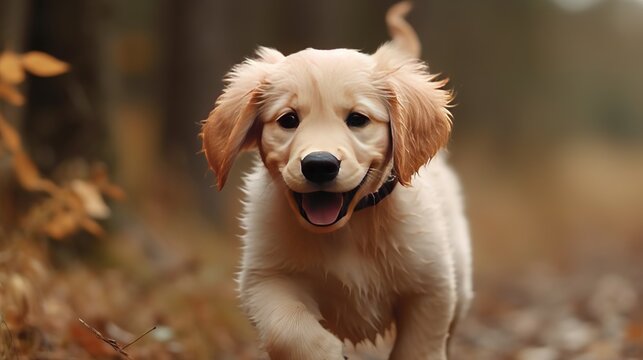 Adorable golden retriever Outdoors in the grass with the cute look, generative ai