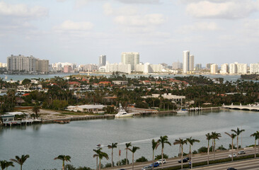 Miami Floriday Landscape with Roadway and Boats