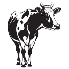 cow head mascot logo, design for badge