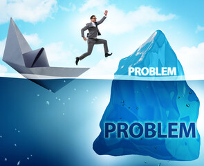 Businessman in problem concept with iceberg