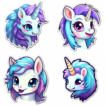 Naklejka Cute Kawaii unicorn sticker