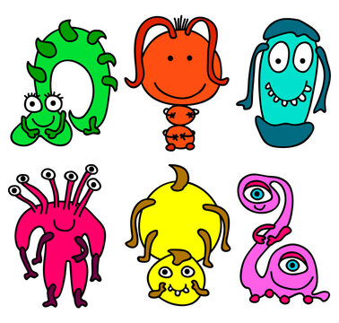 Illustration of 6 different monsters