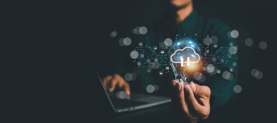 Big data and analytics visualization technology with Database storage cloud technology file data transfer sharing, cyber, information for financial online marketing.