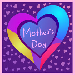 Mothers Day. Inscription mom in heart on colorful background 