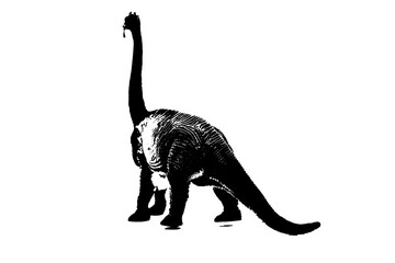 black dinosaur silhouette isolated on white background, model of dinosaurs toys