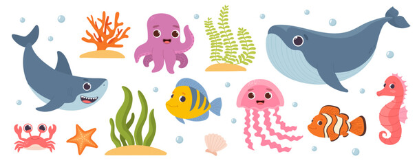 Underwater animals set