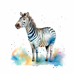 Fototapeta na wymiar Cute Zebra kids book illustration Watercolor. Generative AI