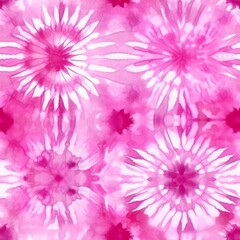 Obraz premium Bright Pink and White Tie Dye Texture Seamless Pattern [Generative AI]