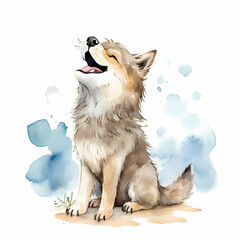 Cute Baby Wolf Water Colour