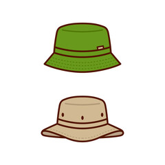 Bucket Hat Flat Design Illustrations