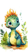Naklejka premium Little dino watercolor