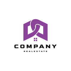 real estate logo design concept with the initial letter DD that binds or connects to form the roof of a creative house