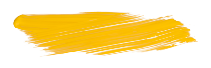Shiny yellow brush watercolor painting isolated on transparent background. watercolor png