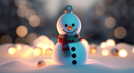 an image of a snowman in winter, generative AI