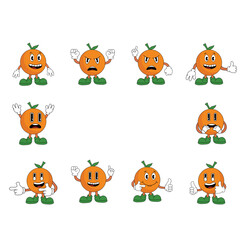 Fototapeta na wymiar Orange Cartoon Character Set