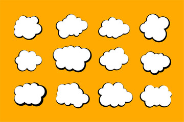 comic style cute clouds element in set